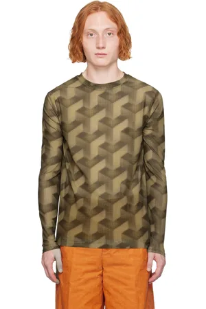 DRIES VAN NOTEN Khaki Graphic Long Sleeve T-Shirt