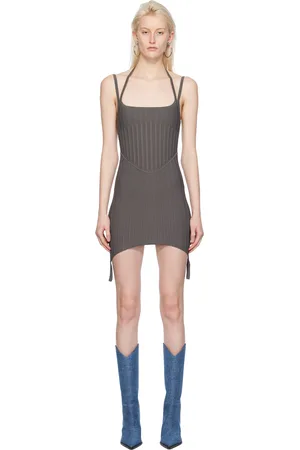 DION LEE Khaki Ventral Compact Corset Minidress