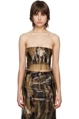 DION LEE Brown Vertical Horizon Top