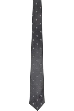 Alexander McQueen Gray Skull Polka Dot Tie