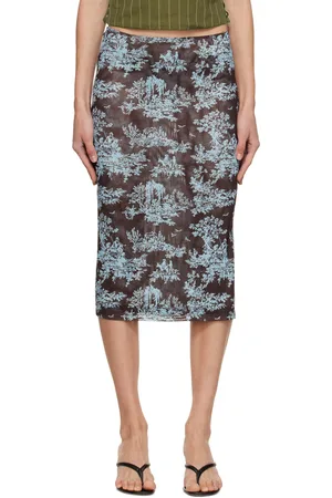 Miaou Brown & Blue Moni Midi Skirt