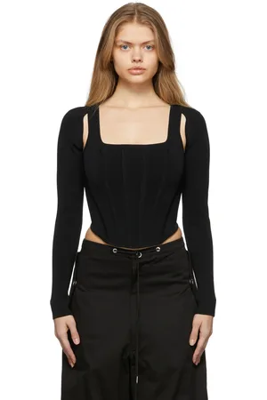 DION LEE Pointelle Corset Crewneck