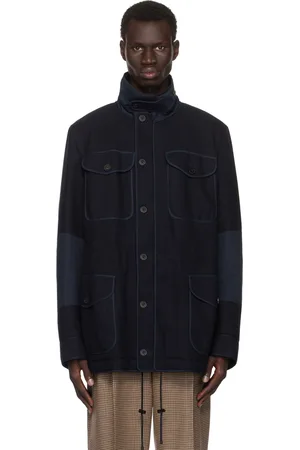 DRIES VAN NOTEN Navy Wool Gabardine Jacket