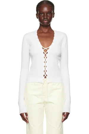 DION LEE Off-White Bichrome Cardigan