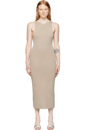 Helmut Lang Tan Ribbon Midi Dress