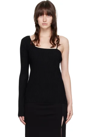 Helmut Lang Black One-Shoulder T-Shirt