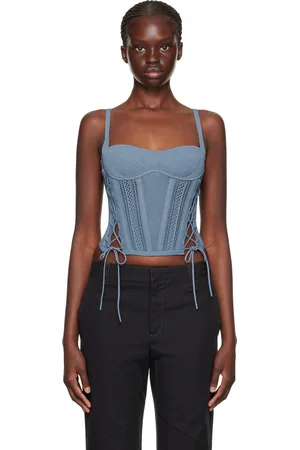 DION LEE Blue Laced Tank Top
