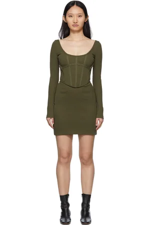 DION LEE SSENSE Exclusive Khaki Rib Corset Mini Dress