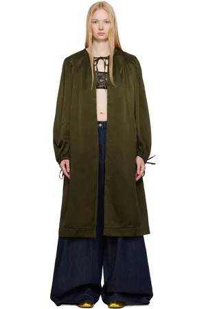 DRIES VAN NOTEN Khaki Gathered Coat