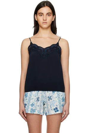 See by Chloé Navy Embroidered Tank Top