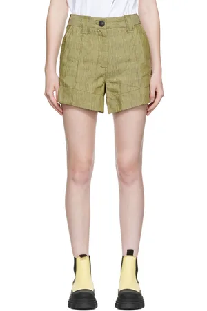 Ganni Yellow Linen Shorts