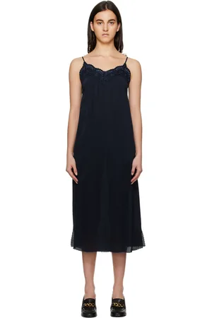 See by Chloé Navy Embroidered Midi Dress