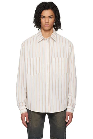 Wynn Hamlyn Brown & Off-White Striped Shirt