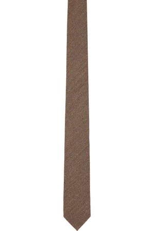 DRIES VAN NOTEN Brown Herringbone Tie