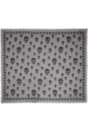 Alexander McQueen Black & White Houndstooth Skull Scarf