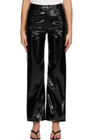 SIMON MILLER Black Wide-Leg Faux-Leather Trousers