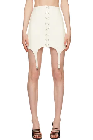 DION LEE Off-White Corset Garter Miniskirt