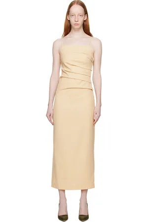 Wynn Hamlyn Beige Martha Midi Dress