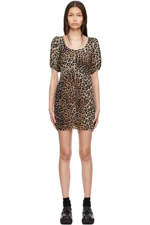 Ganni Brown Mesh Mini Dress