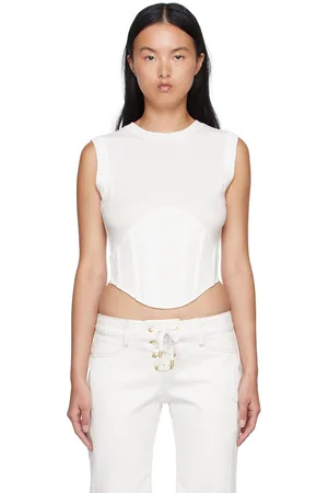 DION LEE Off-White Cotton Tank Top