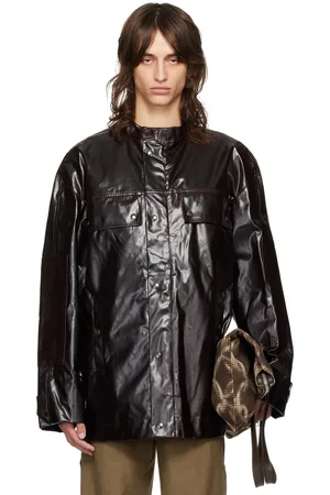 DRIES VAN NOTEN Brown Stand Collar Jacket
