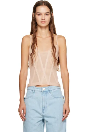 DION LEE Beige Oblique Tank Top