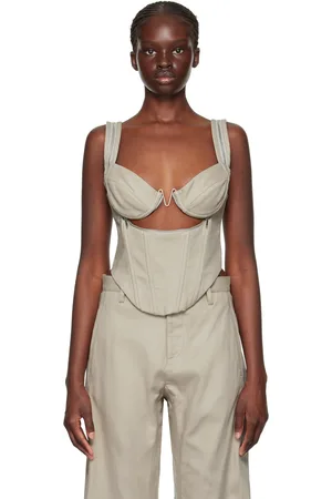 DION LEE Beige Zip Underwire Tank Top