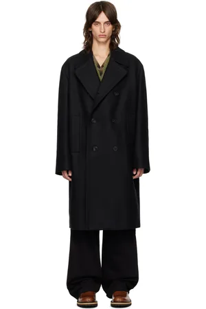DRIES VAN NOTEN Black Double-Breasted Coat