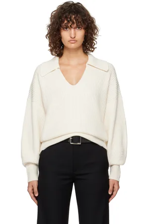Joseph Off-White Light Cardigan Stitch Open Neck Polo