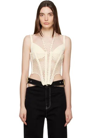 DION LEE Off-White Coral Corset