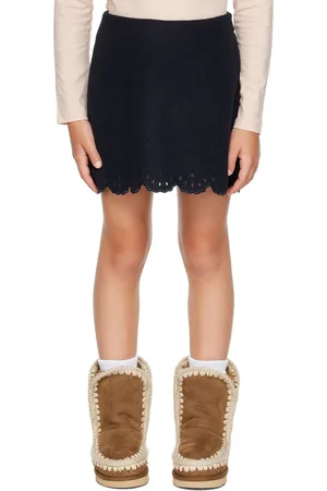 Chloé Kids Navy Embroidered Skirt