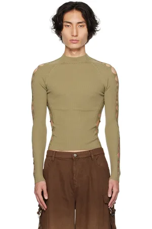 DION LEE Khaki Snake Diamond Sweater