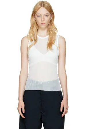 DION LEE Off-White Rib Tank Top