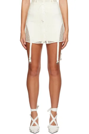 DION LEE White Lace-Up Miniskirt