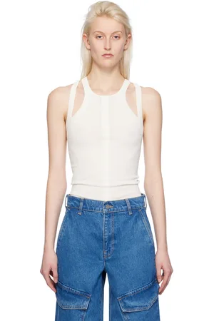 DION LEE White Sculpt Muscle Tank Top