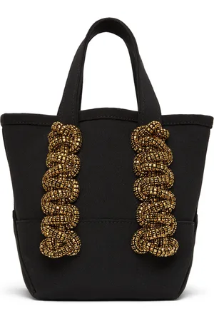 KARA Black Crystal Cobra Mini Tote Bag