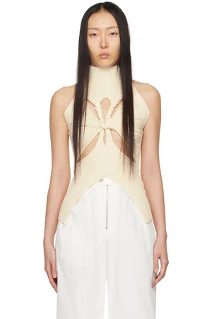 DION LEE Beige Muscular Twist Tank Top