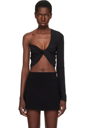 Courrèges Black Twist Asymmetrical Cropped Top