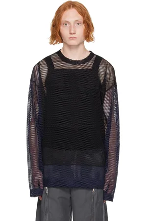 DRIES VAN NOTEN Navy & Black Crewneck Long Sleeve T-Shirt