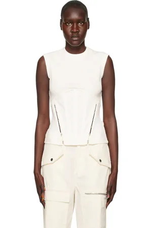 DION LEE White Split Hem Corset Tank Top