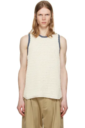 rice nine ten Off-White Crochet Trim Tank Top