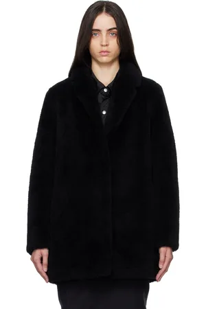YVES SALOMON Black Notched Lapel Coat