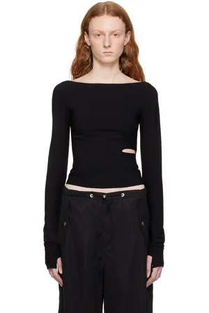 DION LEE Cinched Slit Long Sleeve T-Shirt
