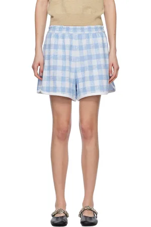 Anna Sui Blue & White Gingham Terry Shorts