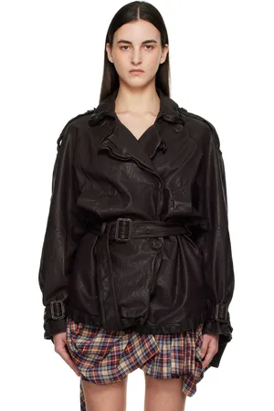 Acne Studios Brown Belted Leather Jacket