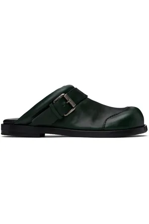 Acne Studios Green Leather Buckle Mules