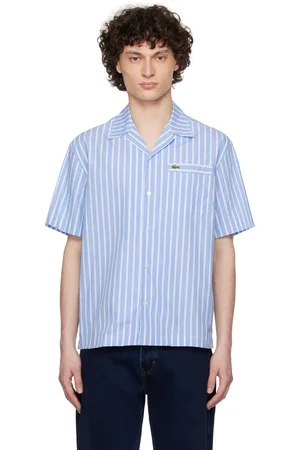 Lacoste Blue & White Summer Pack Relaxed Short Sleeve Shirt