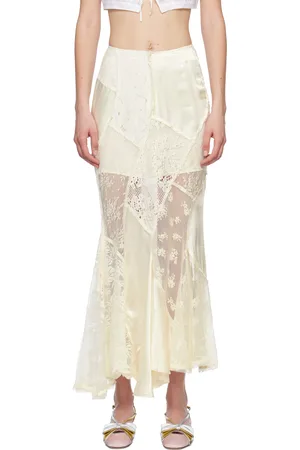 yuhan wang Lace Patched Mermaid Midi Skirt