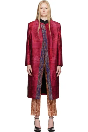 DRIES VAN NOTEN Pink Jacquard Coat