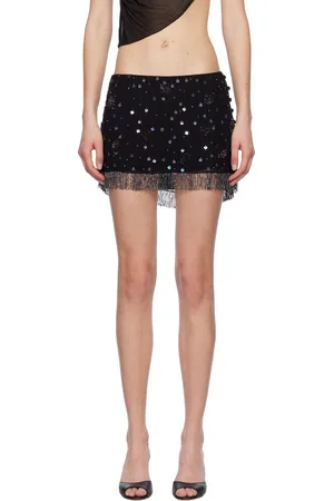 Mirror Palais Black Beaded Miniskirt